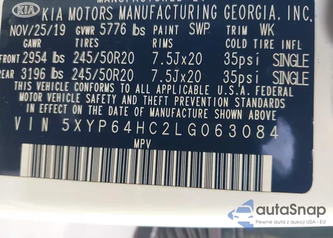 2020 Kia Telluride S from USA, damaged, VIN 5XYP64HC2LG063084